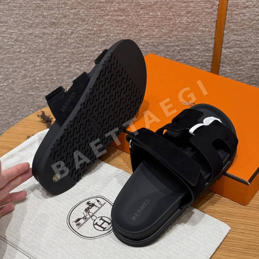 에르메스 시프레 샌들 블랙 가죽 상세 이미지 6