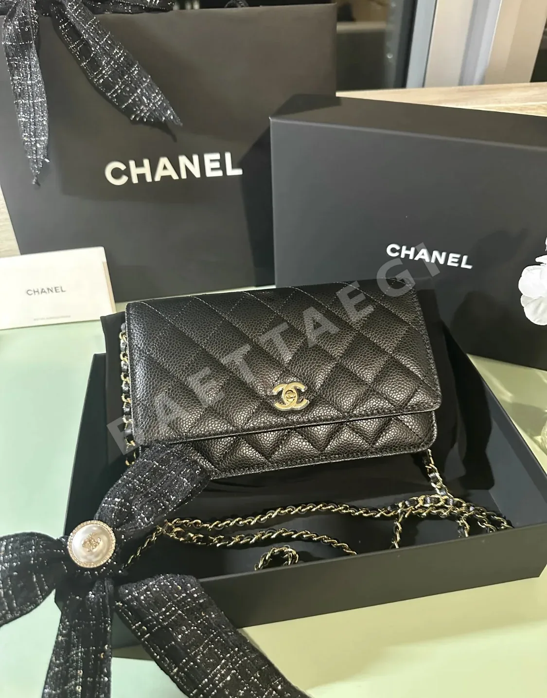 샤넬 24K WOC 체인 미니백 블랙 금장 24K 상세 이미지 5