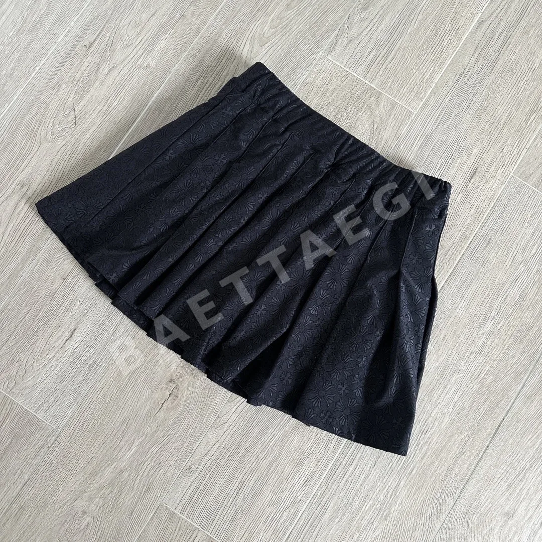 크롬하츠 블랙 크로스 자카드 플리츠 미니 스커트 상세 이미지 3