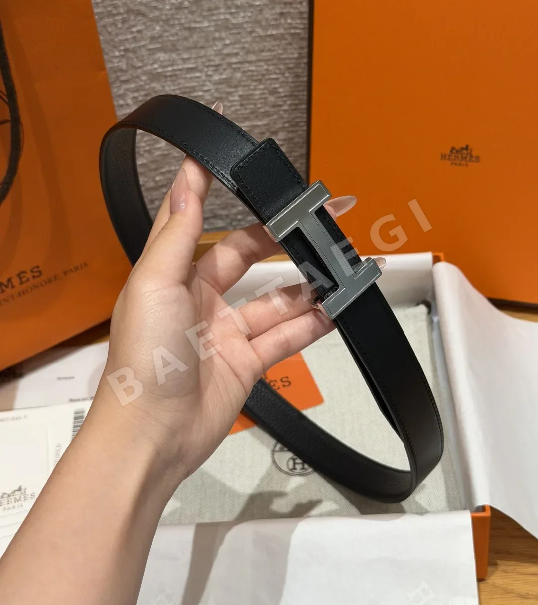 에르메스 H 버클 양면 가죽 여성용 벨트 상세 이미지 5
