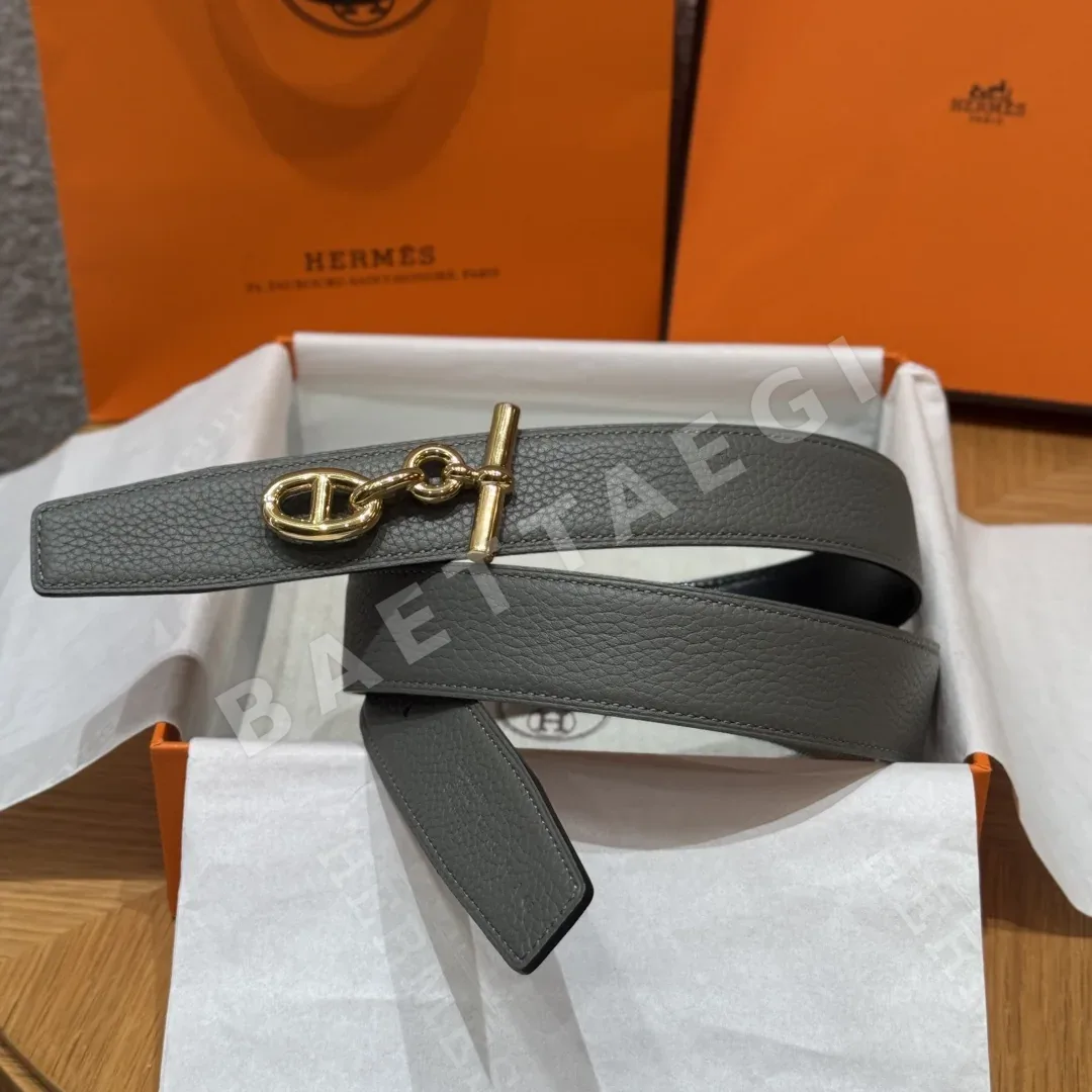 에르메스 셰뉴 당크르 양면 가죽 벨트 175592