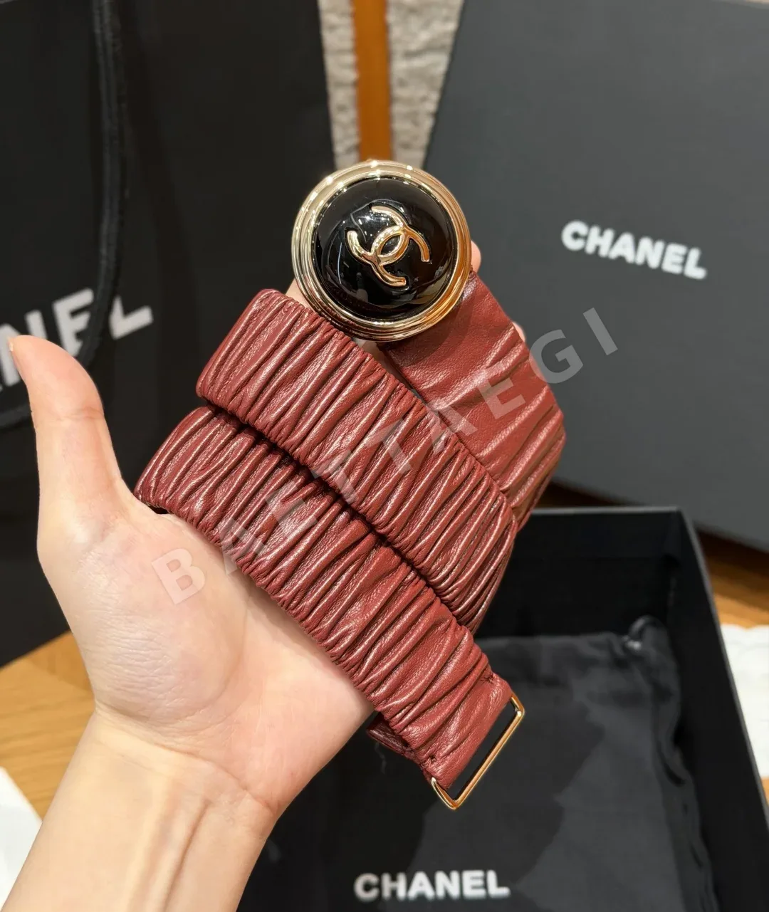 샤넬 플리츠 고무 30mm 벨트 172093