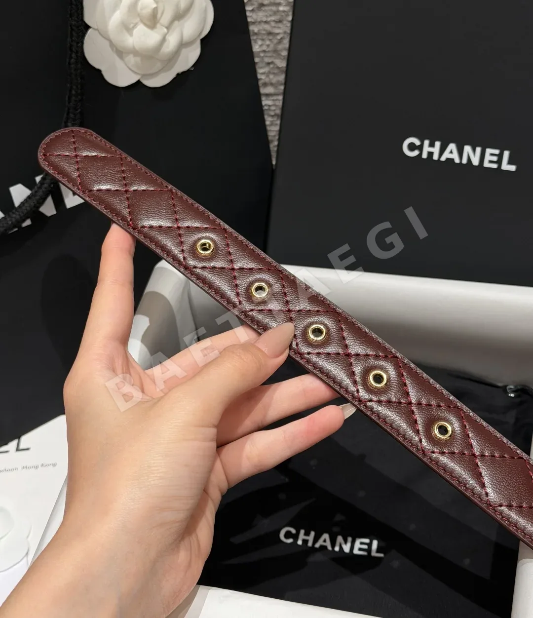 샤넬 다이아몬드 퀼팅 카프스킨 벨트 상세 이미지 10