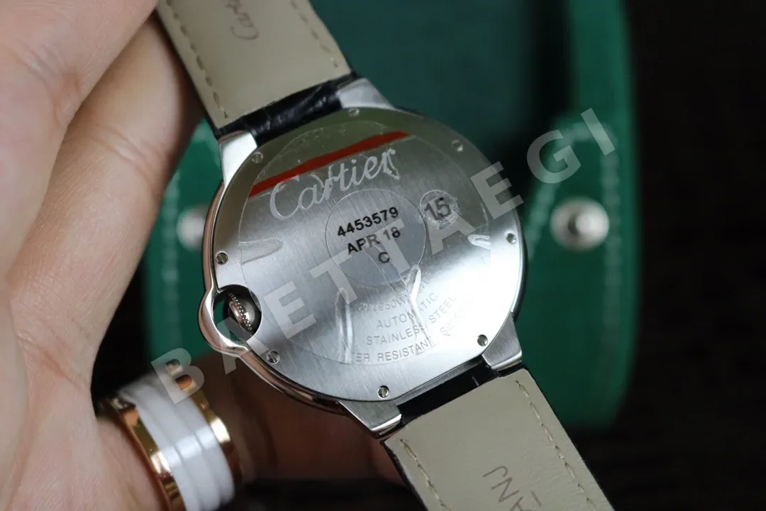 까르띠에 발롱블루 42MM2824 오토매틱 무브먼트 다이아 사파이어 글라스 블루 화이트 스틸밴드 레플리카 42540 Cartier 상세 이미지 8