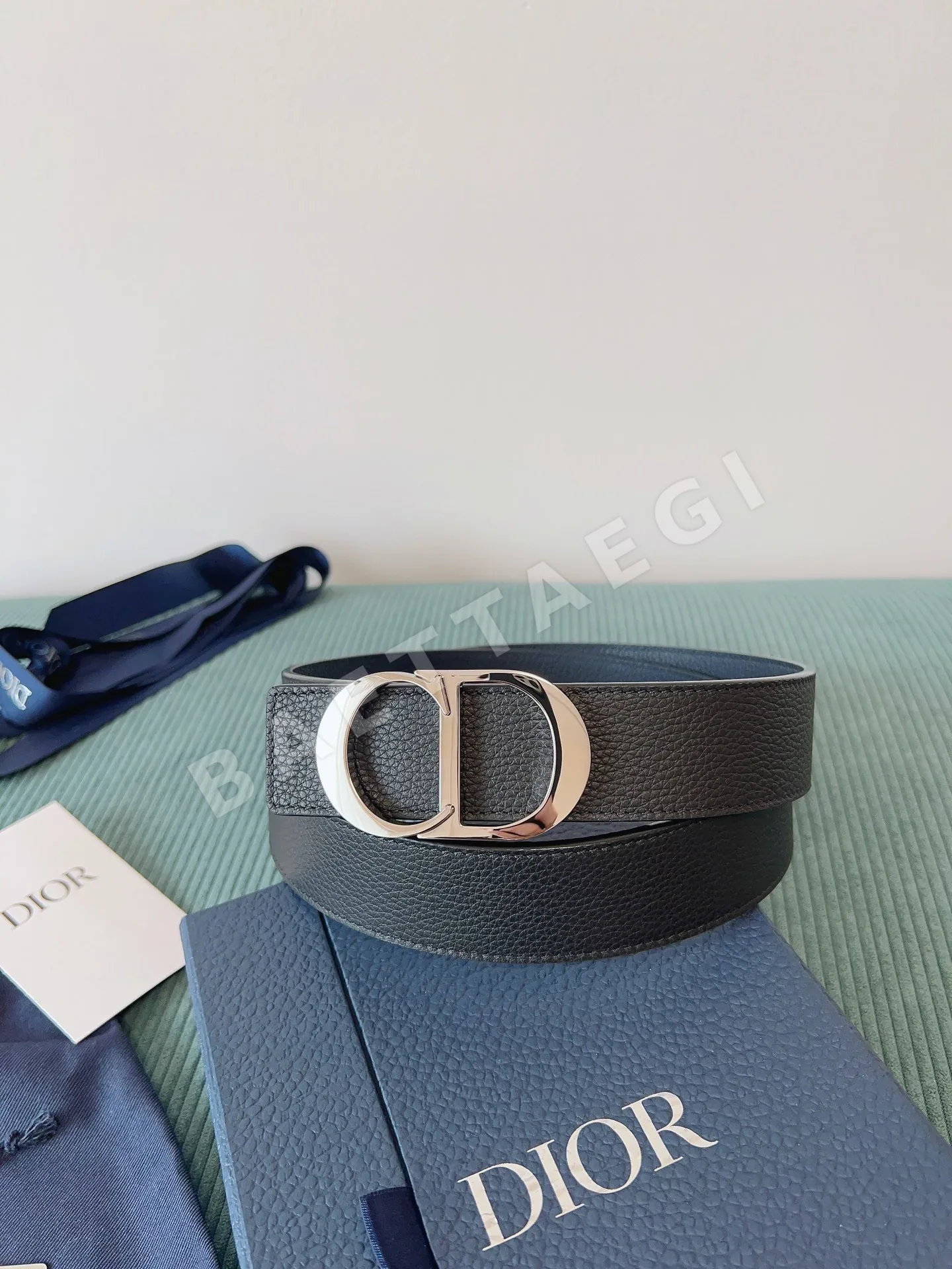 디올 블랙 네이비 가죽 벨트 상세 이미지 6
