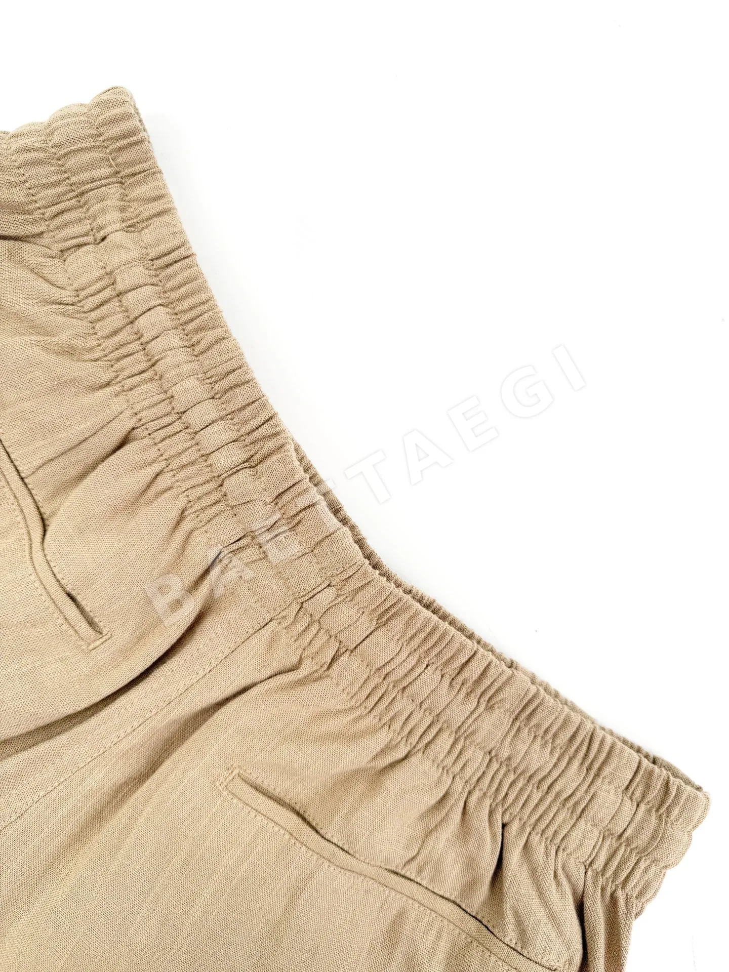 폴로 린넨 카키 자수 남성 반바지 상세 이미지 6