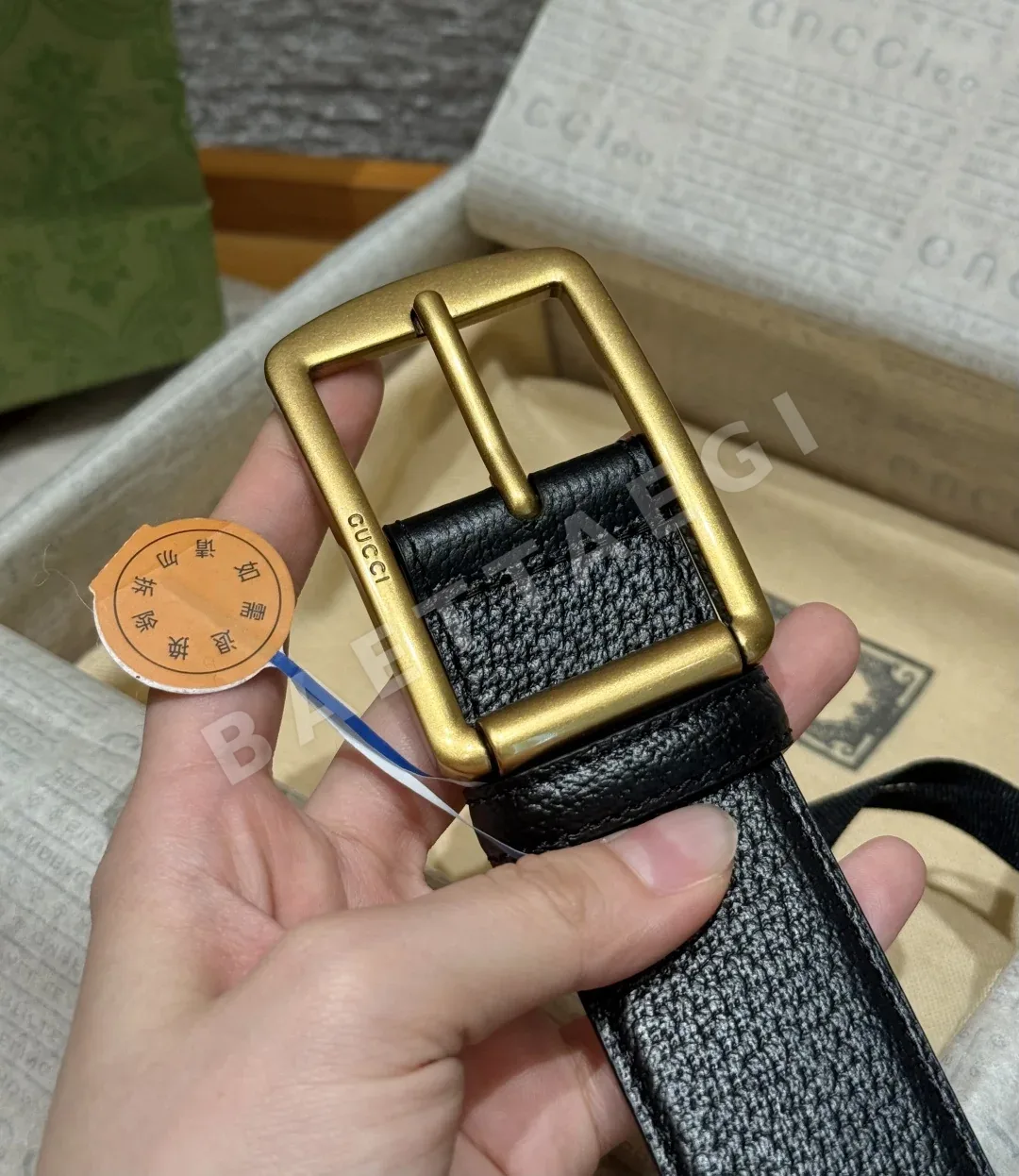 구찌 블랙 가죽 벨트 상세 이미지 5