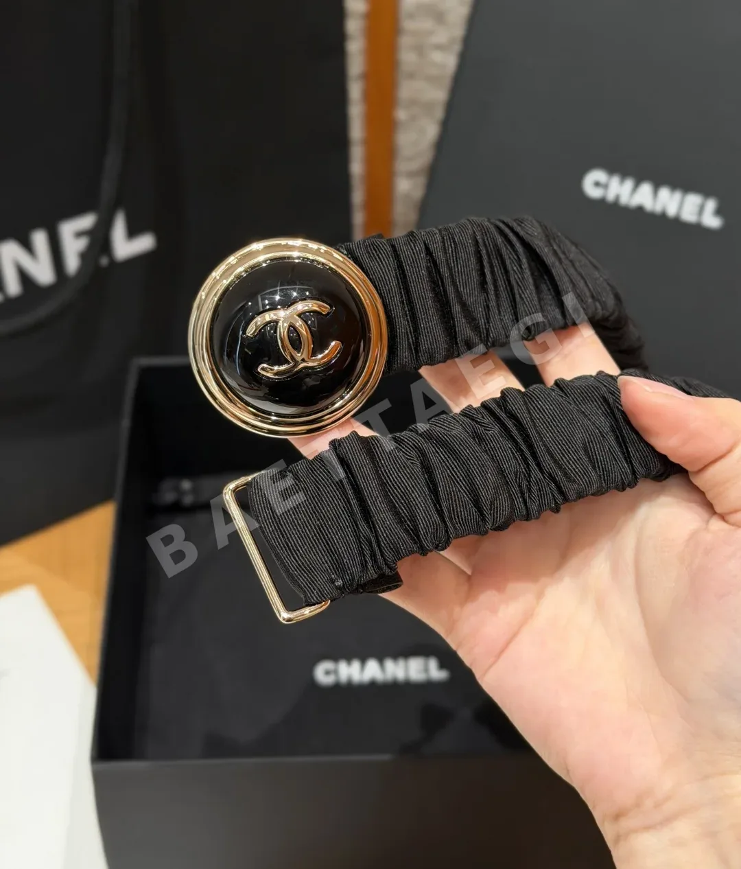 샤넬 플리츠 고무 더블 C 벨트 30mm 상세 이미지 8