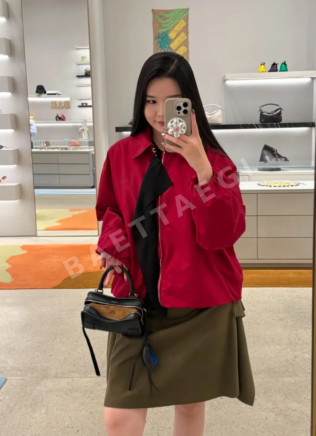 로에베 컬러 블록 테크 플리츠 포플린 셔츠 상세 이미지 5