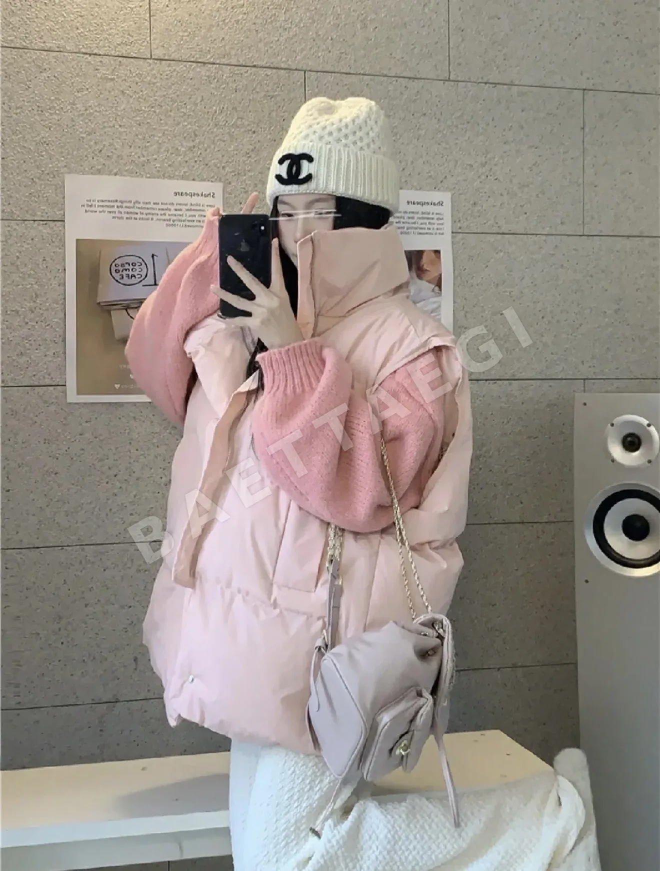 샤넬 더블 C 라벨 니트 비니 모자 185690