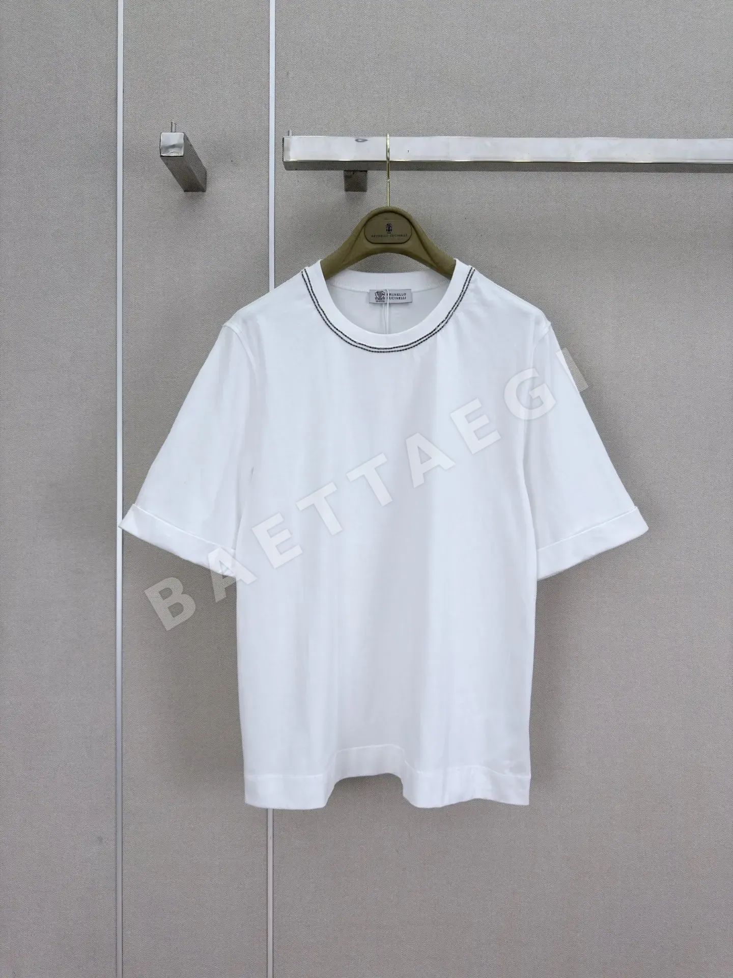 브루넬로쿠치넬리 비즈 장식 크루넥 반팔 티셔츠 상세 이미지 8