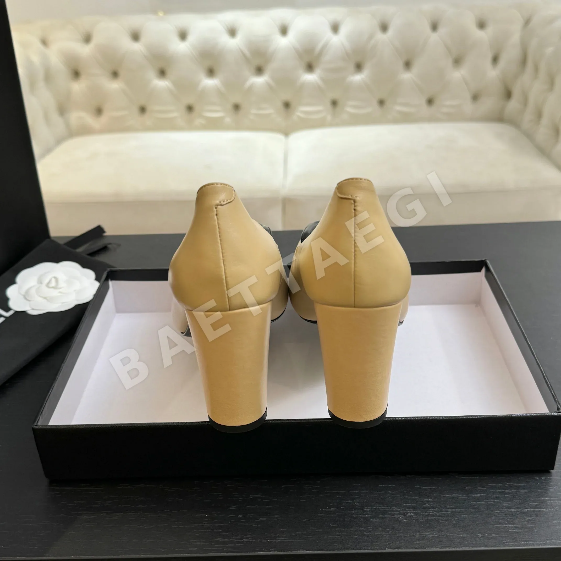 샤넬 더블 C 스티치 스퀘어 토 슬리퍼 샌들 플랫슈즈 상세 이미지 6