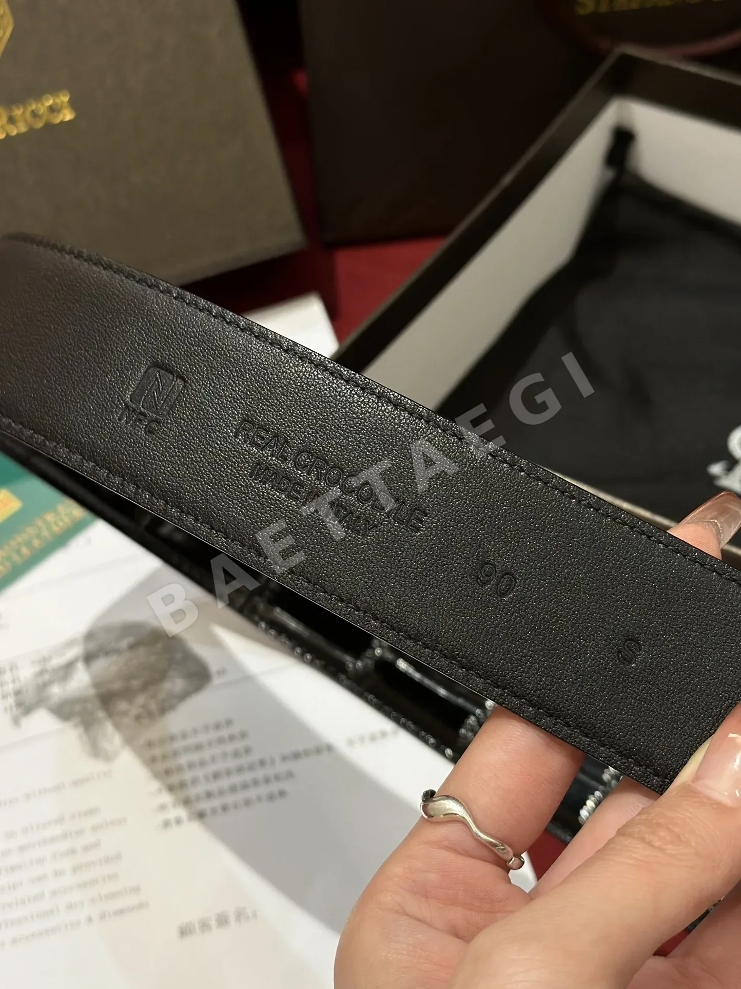 스테파노리치 크로커다일 엠보싱 가죽 벨트 상세 이미지 6