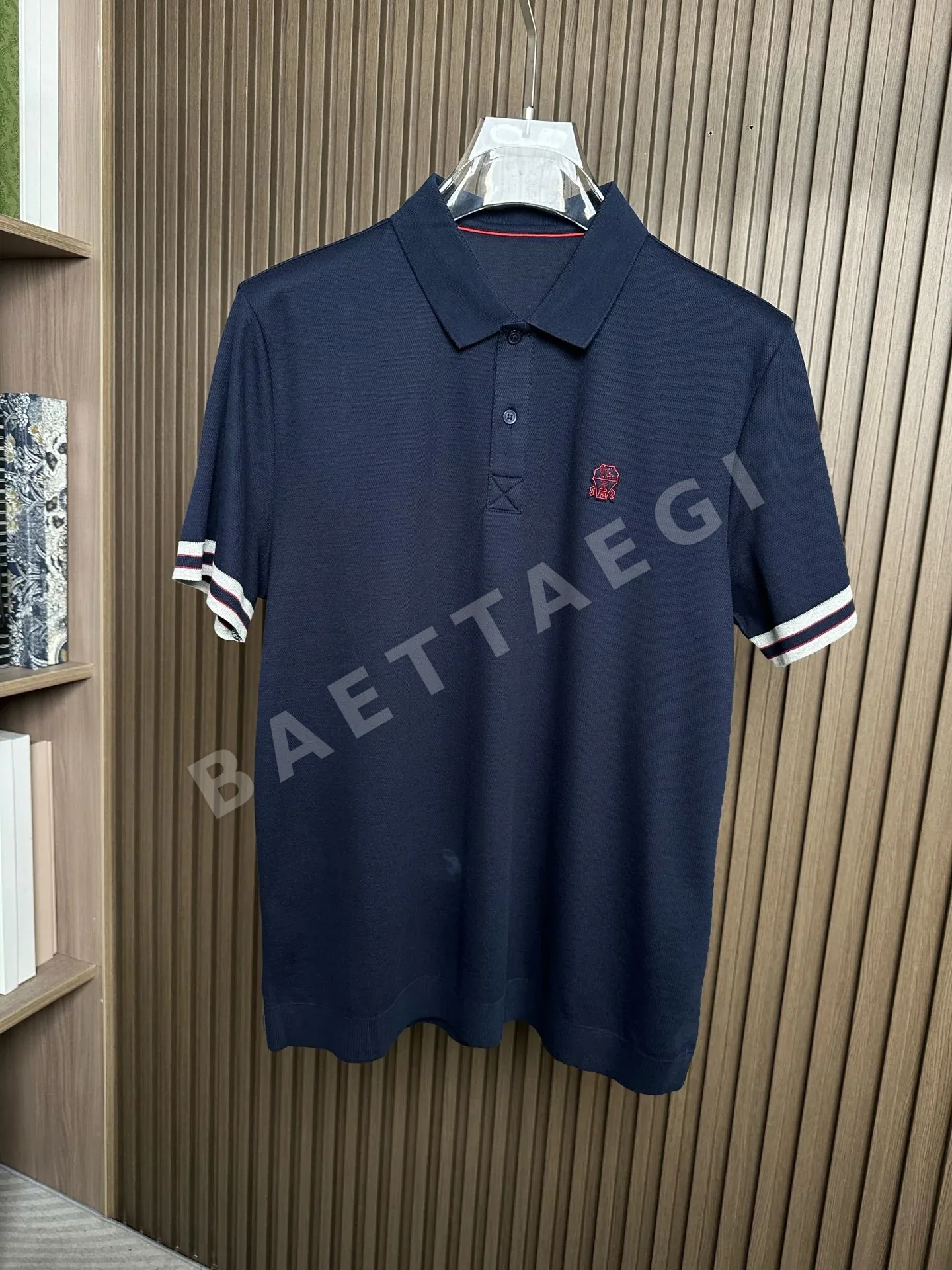 브루넬로쿠치넬리 프린트 코튼 카라 반팔 셔츠 23509
