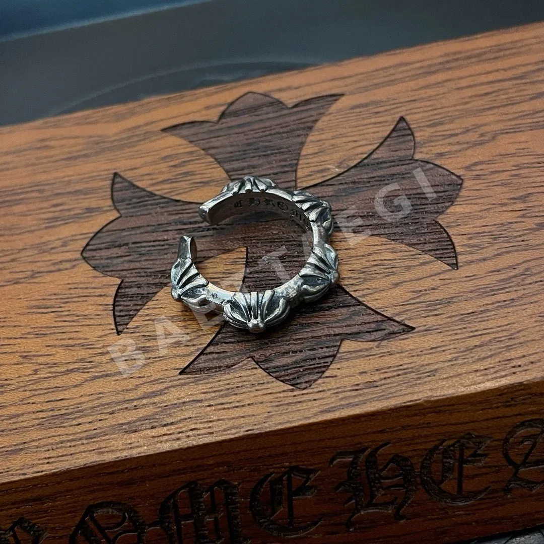 크롬하츠 크로스 플라워 오픈 반지 상세 이미지 6