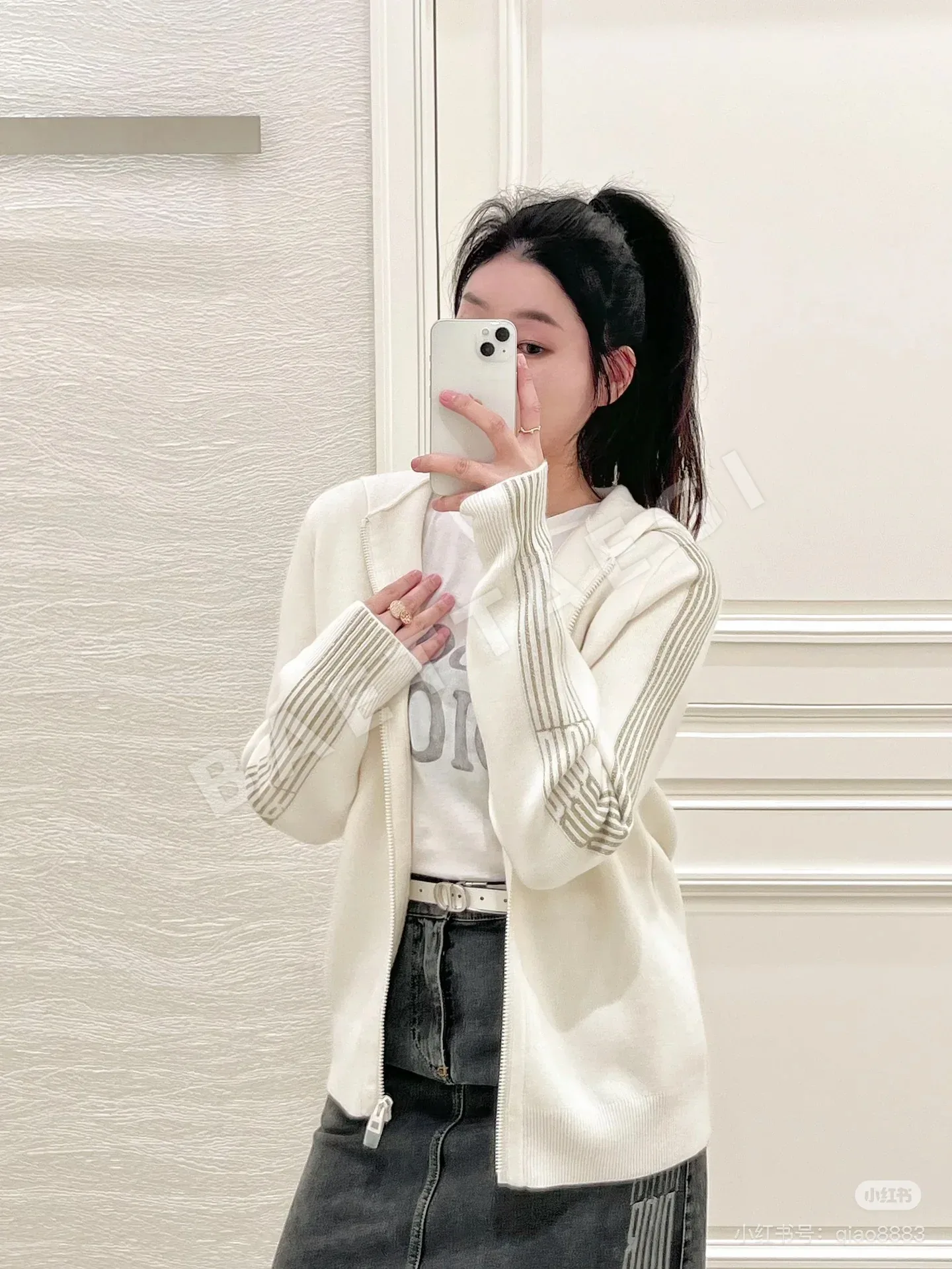 디올 오블리크 자카드 울 긴팔 니트 후디 상세 이미지 6