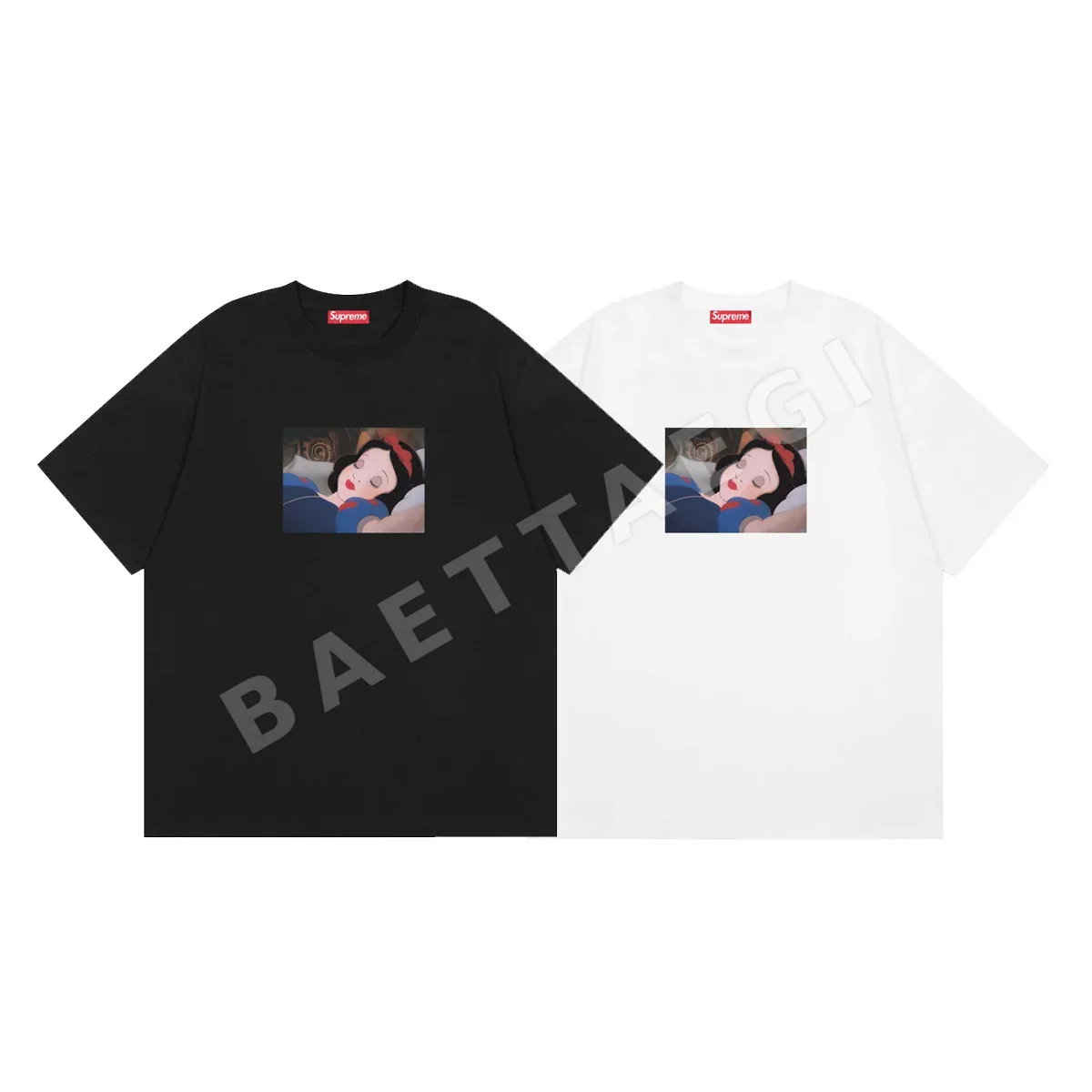슈프림 스노우 화이트 프린트 남성 반팔 티셔츠 87888