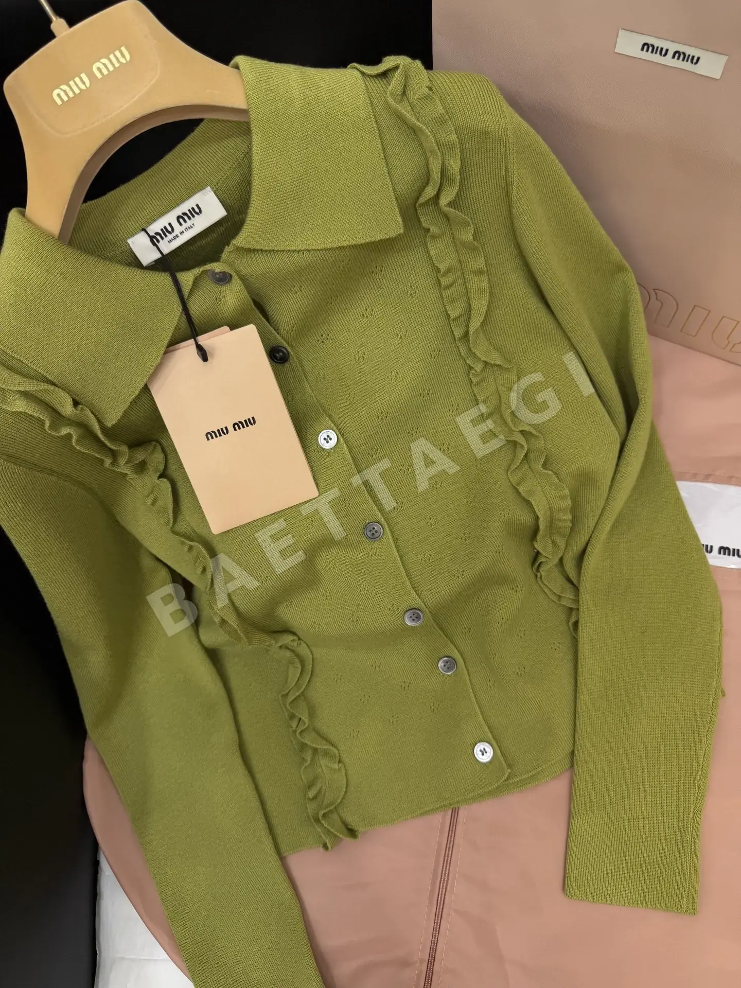 미우미우 레이스 카라 자카드 가디건 상세 이미지 8