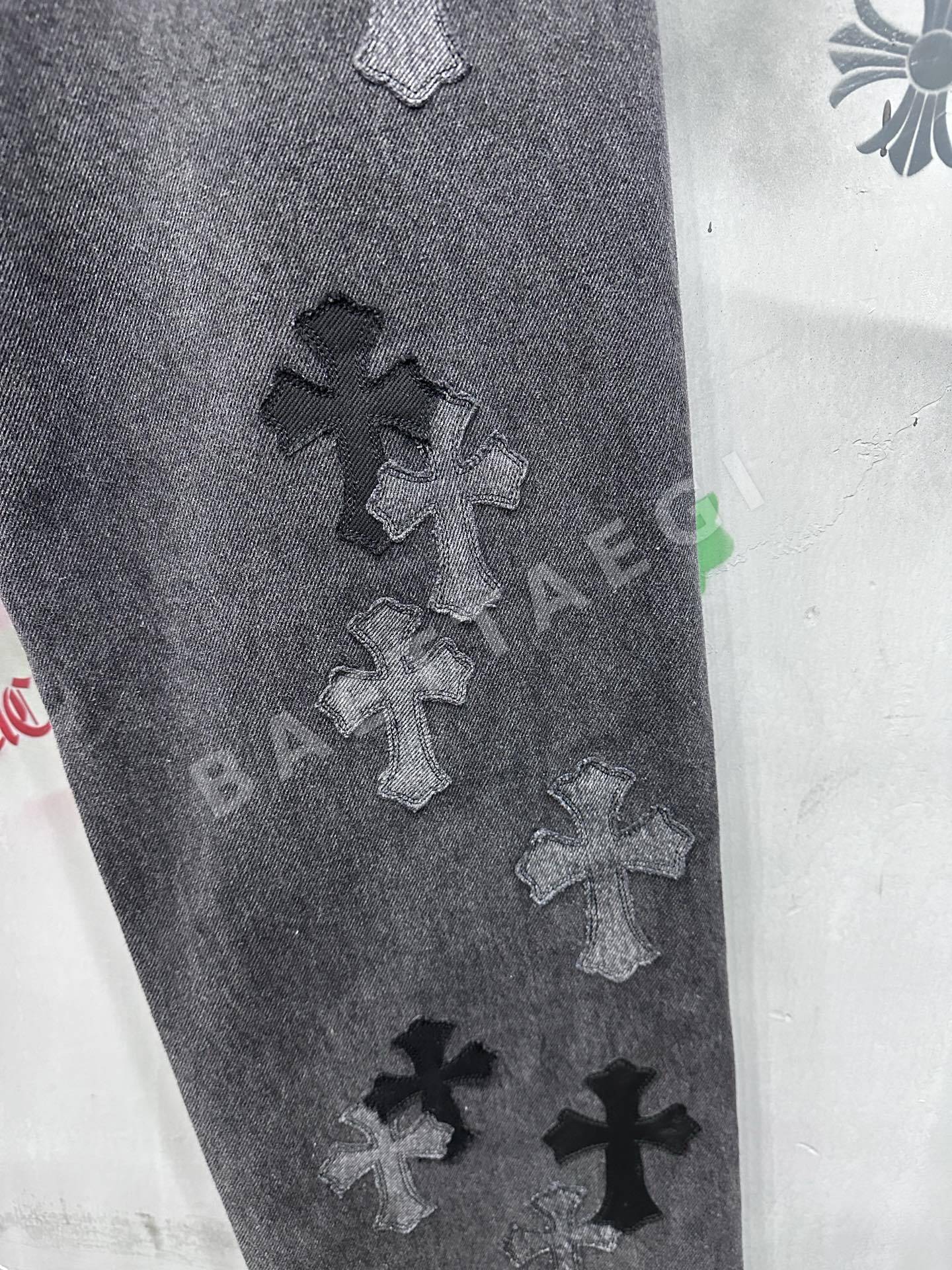 크롬하츠 가죽 데님 패치워크 남성 바지 상세 이미지 11