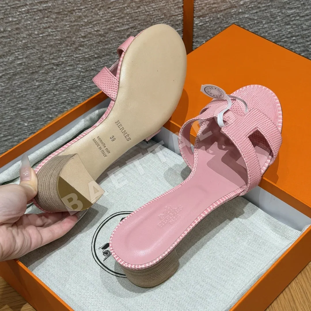 에르메스 오아시스 샌들 사쿠라핑크 도마뱀가죽 하이힐 상세 이미지 7