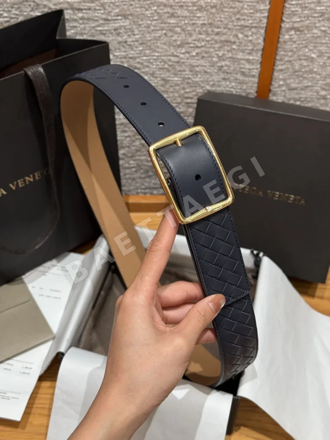 보테가베네타 남성 가죽 위빙 벨트 40MM 상세 이미지 4