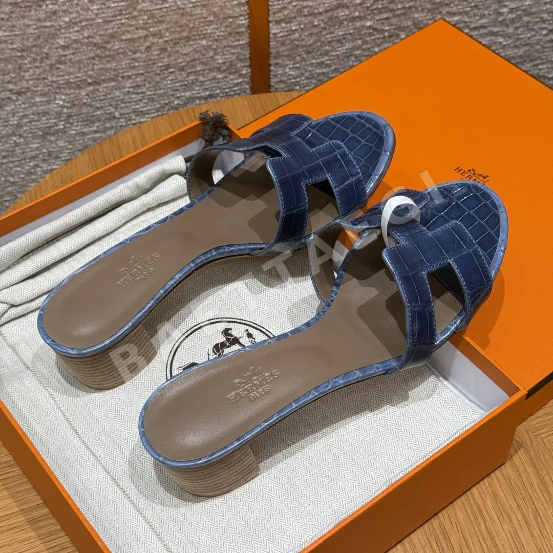 에르메스 오아시스 샌들 Storm Blue Alligator 하이힐 상세 이미지 5