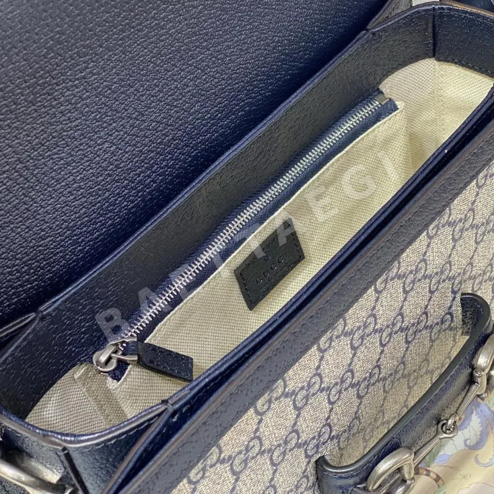 구찌 1955 새들백 네이비 블루 PVC 캔버스 가방 상세 이미지 8