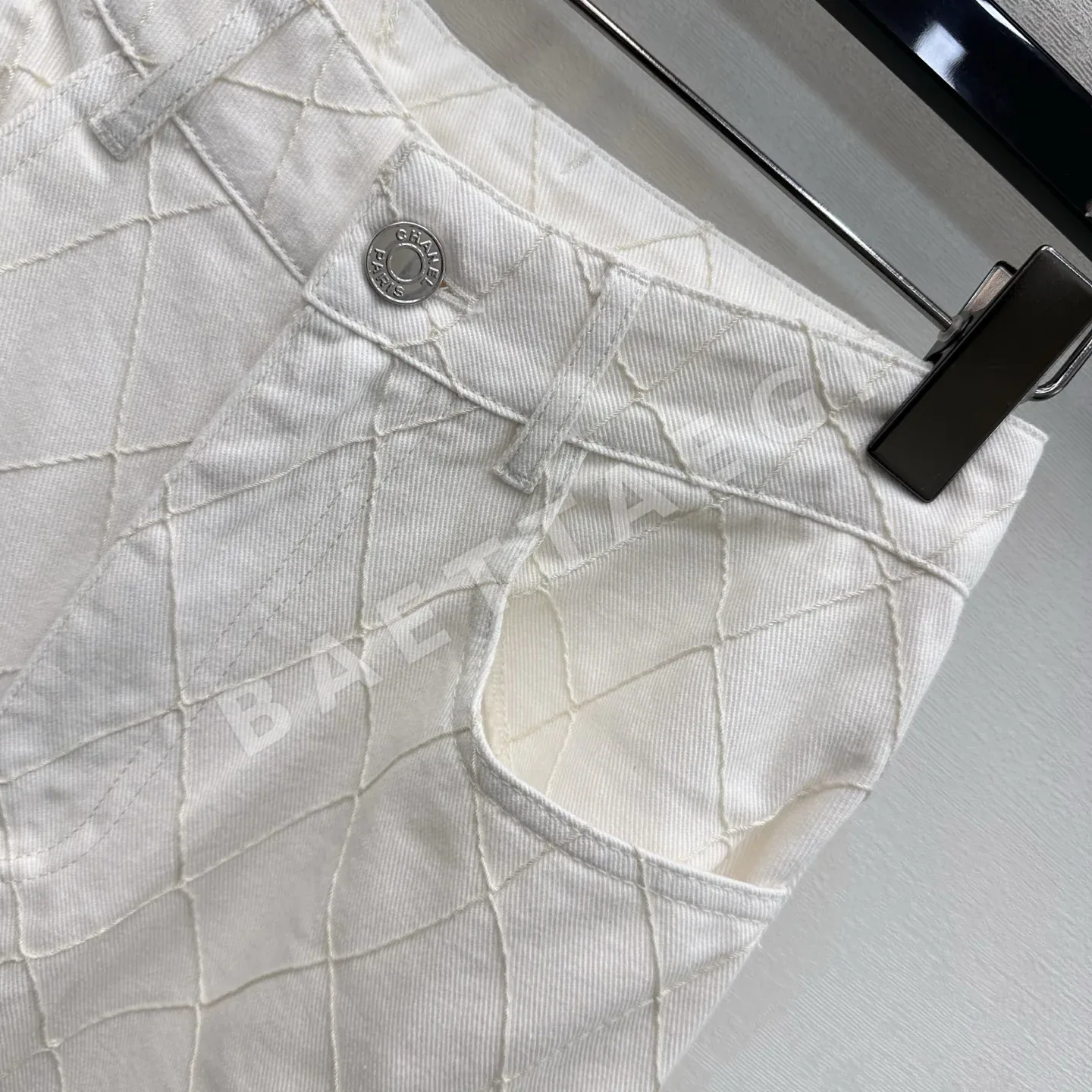 샤넬 다이아몬드 퀼팅 코튼 데님 바지 상세 이미지 3