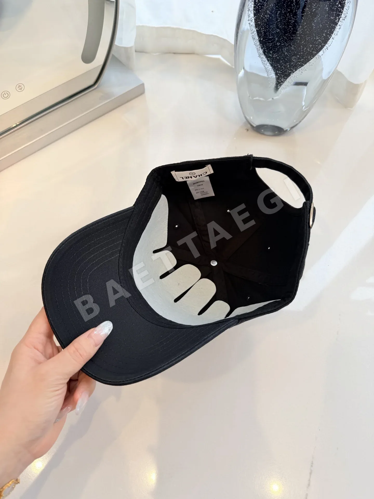 샤넬 더블 C 라인 스톤 베이스볼 캡 상세 이미지 6
