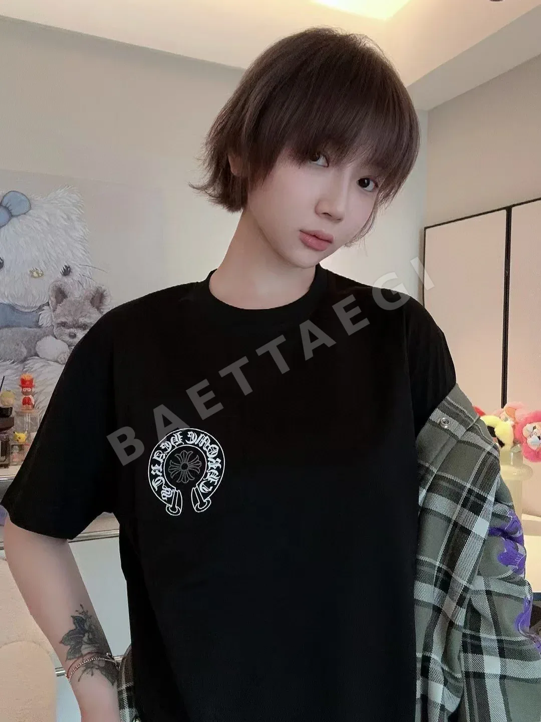 크롬하츠 20 주년 기념 블랙 유니섹스 반팔 티셔츠 상세 이미지 14