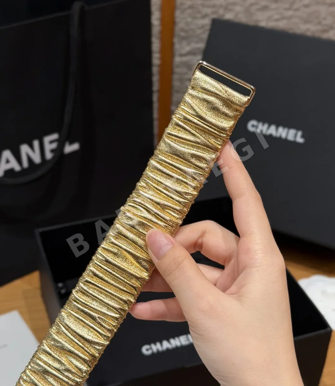 샤넬 플리츠 고무 허리 벨트 30mm 상세 이미지 7