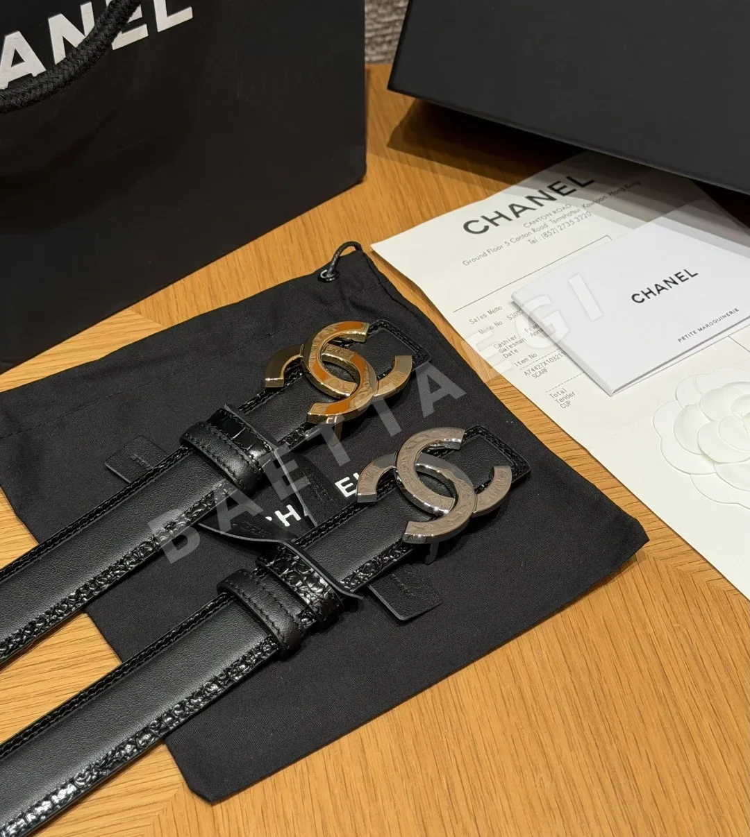 샤넬 크로커다일 엠보싱 가죽 더블 C 메탈 벨트 상세 이미지 4