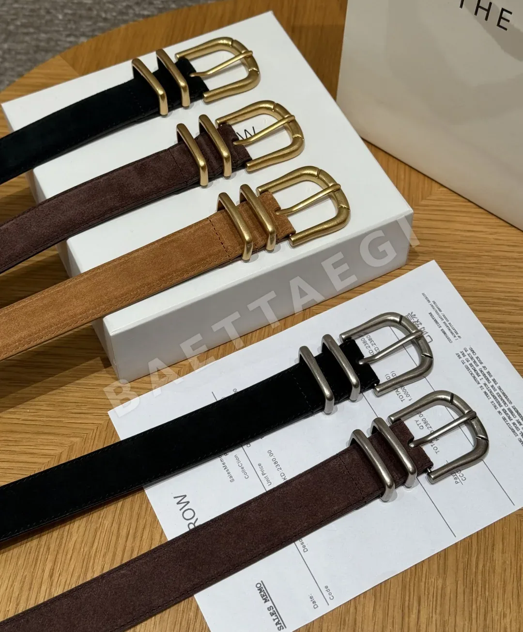 더로우 더블 링 버클 스웨이드 가죽 벨트 상세 이미지 4