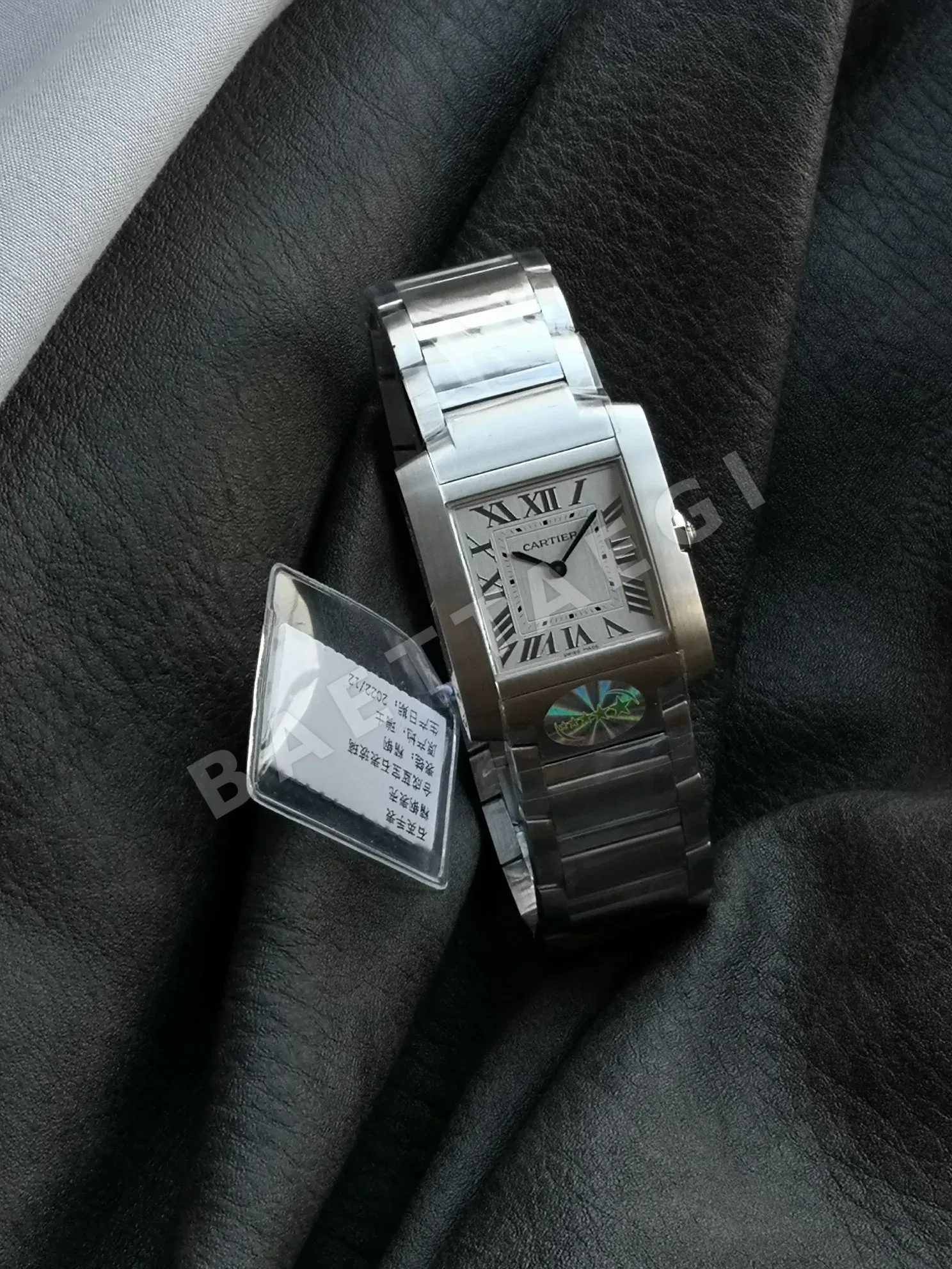 까르띠에 탱크 5 S공장 쿼츠 무브먼트 블루 화이트 스틸밴드 레플리카 42733 Cartier 상세 이미지 4