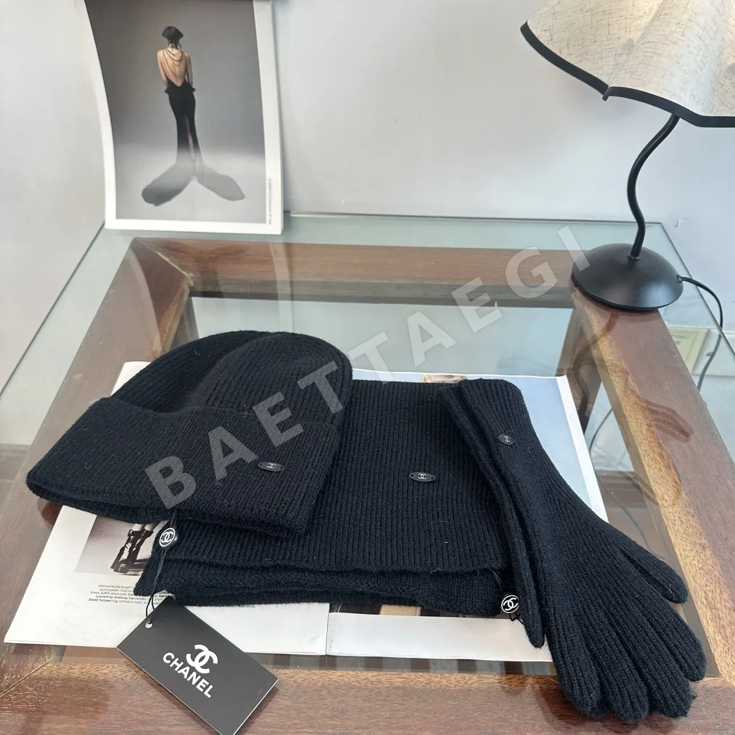 샤넬 울 니트 비니 모자 185722