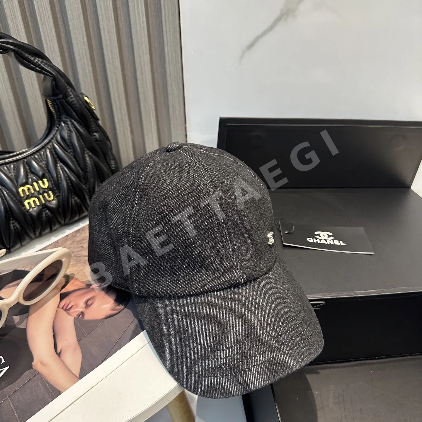 샤넬 데님 블루 레트로 베이스볼 모자 상세 이미지 8