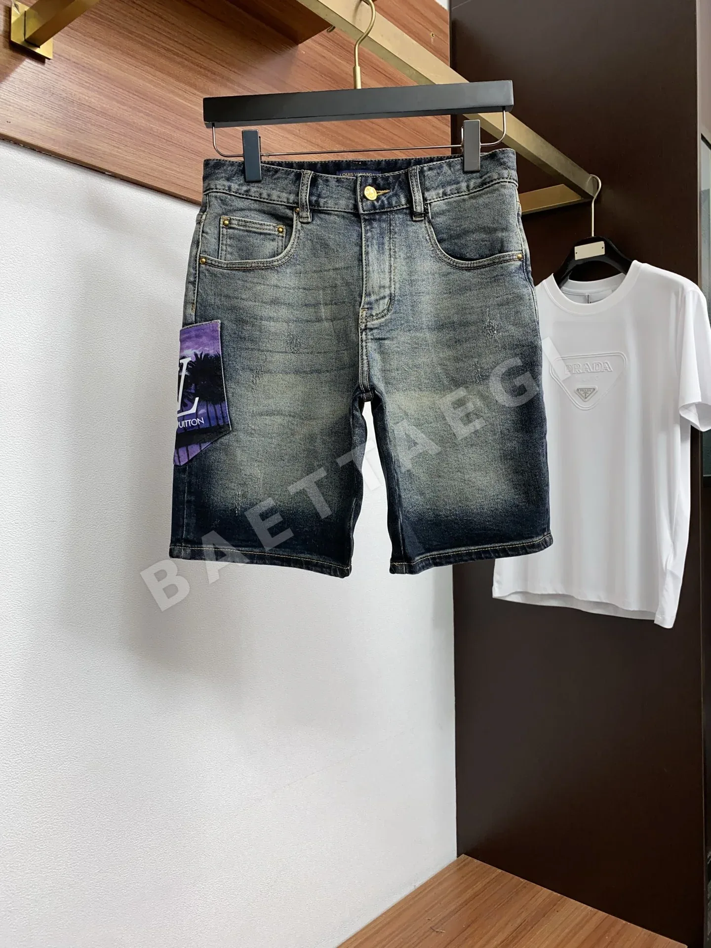 루이비통 데님 남성 반바지 148358