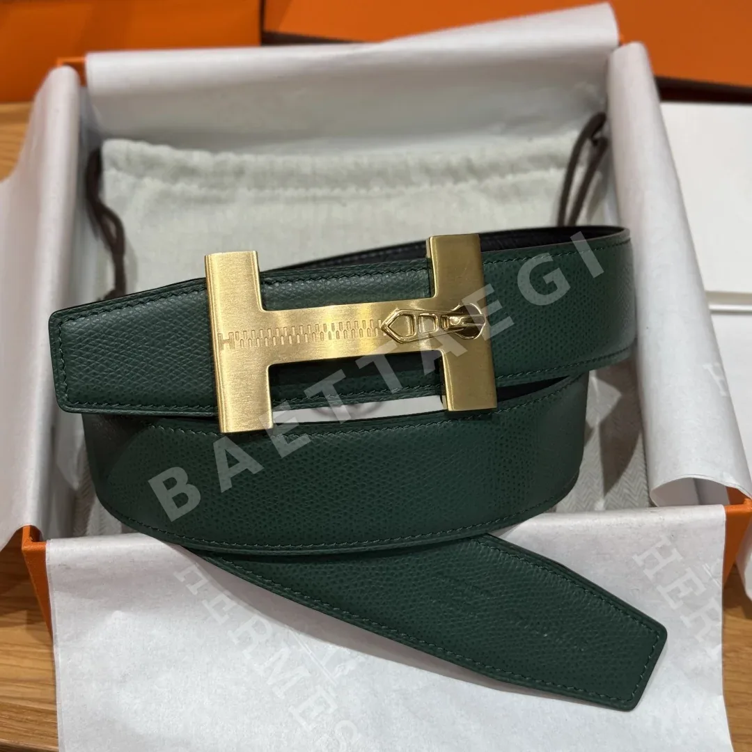 에르메스 H 버클 양면 가죽 벨트 175386