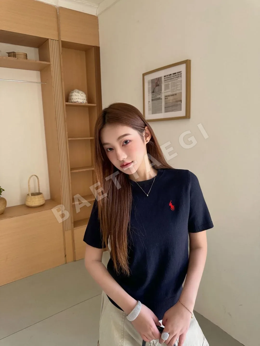 폴로 여성 니트 반팔 티셔츠 상세 이미지 8