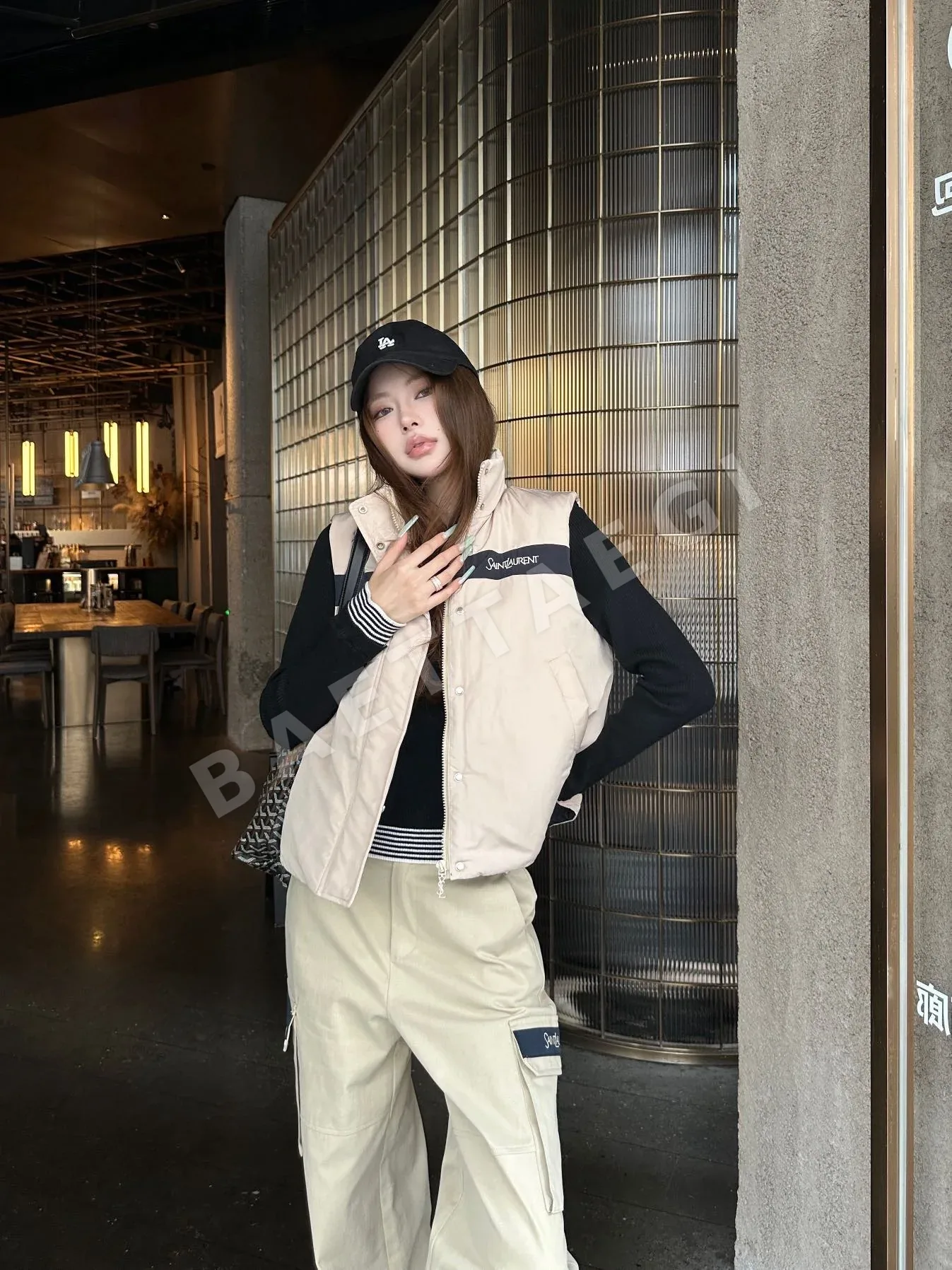 생로랑 코튼 컬러 블록 여성 조끼 202662