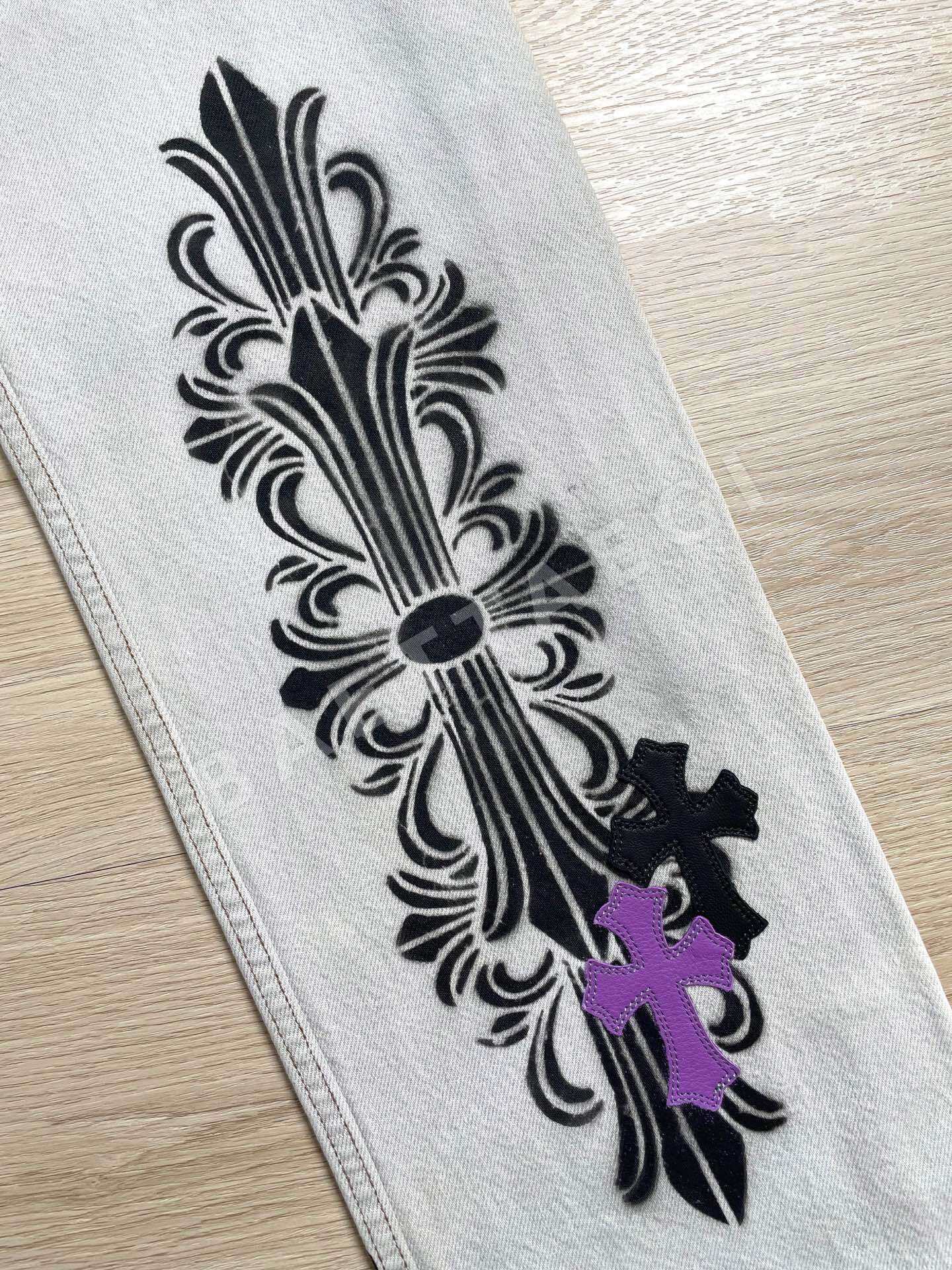 크롬하츠 그래피티 천연가죽 남성 바지 상세 이미지 9