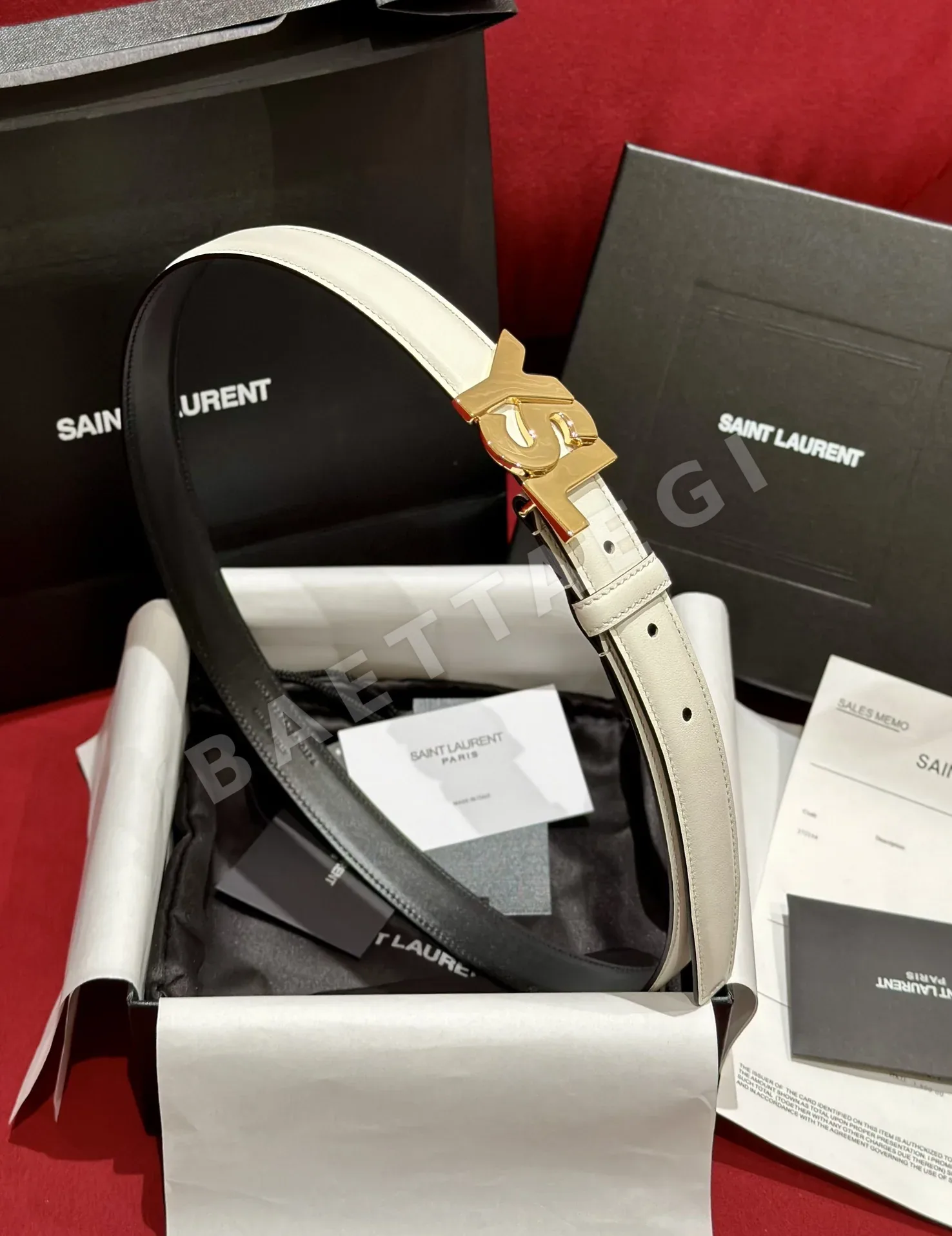 생로랑 YSL 금장 양면 송아지가죽 벨트 상세 이미지 2