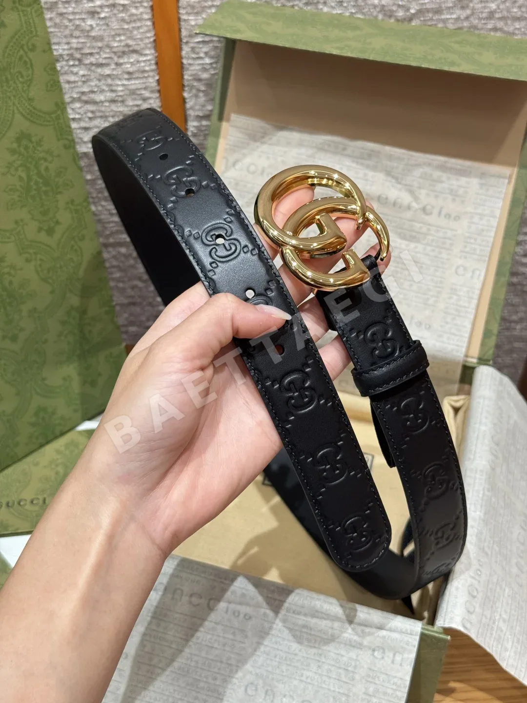 구찌 더블 G 엠보싱 송아지가죽 벨트 상세 이미지 6