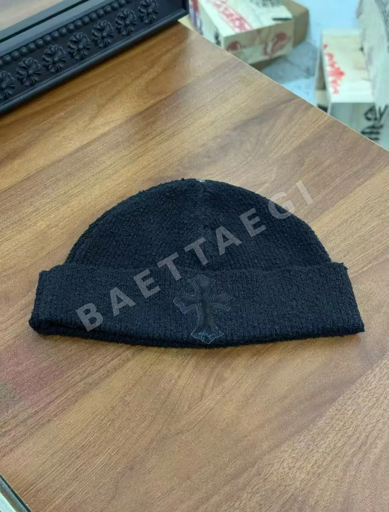 크롬하츠 블랙 호스헤어 크로스 비니 162434