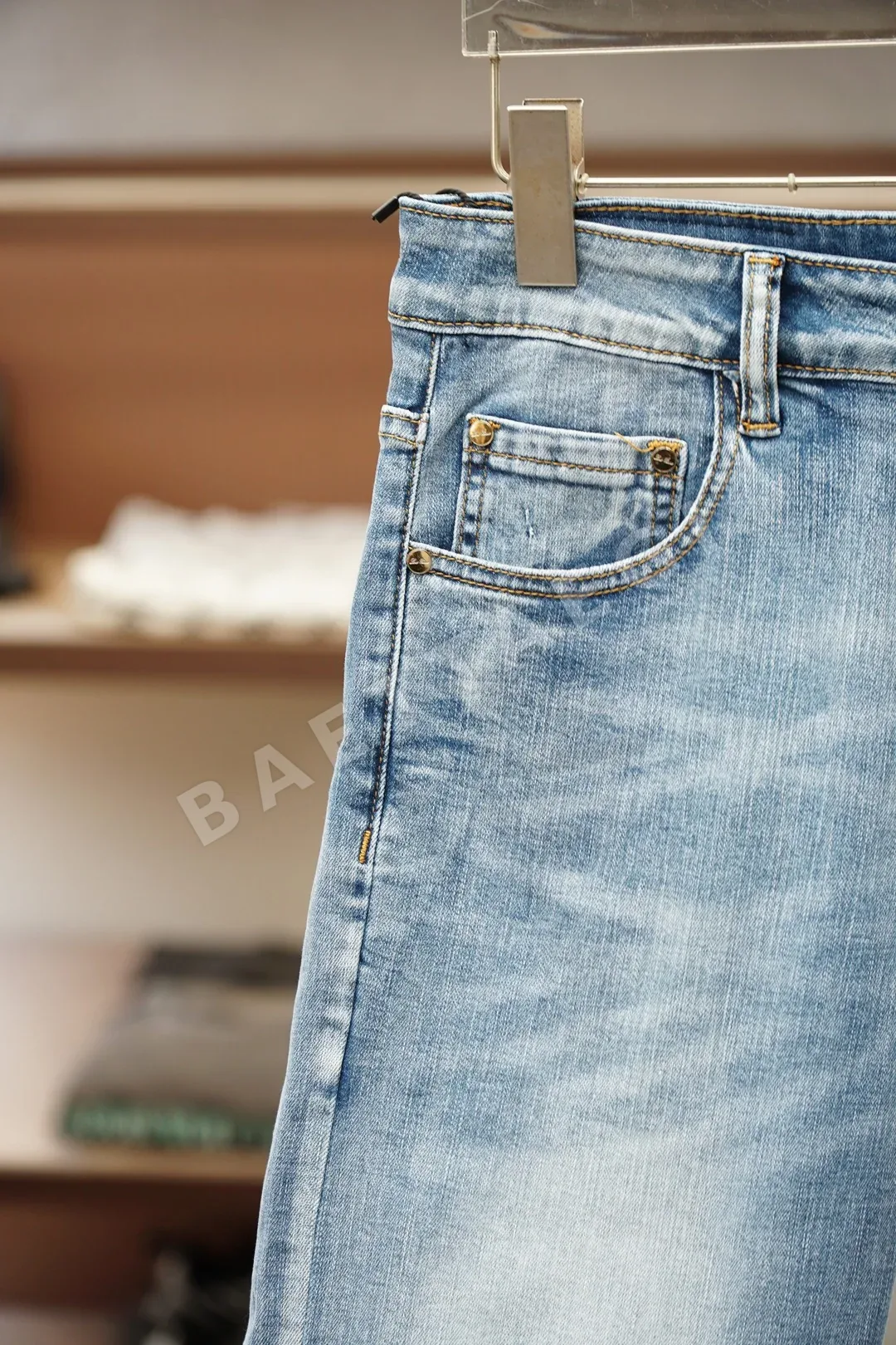 로로피아나 심플 경량 남성 데님 반바지 상세 이미지 3