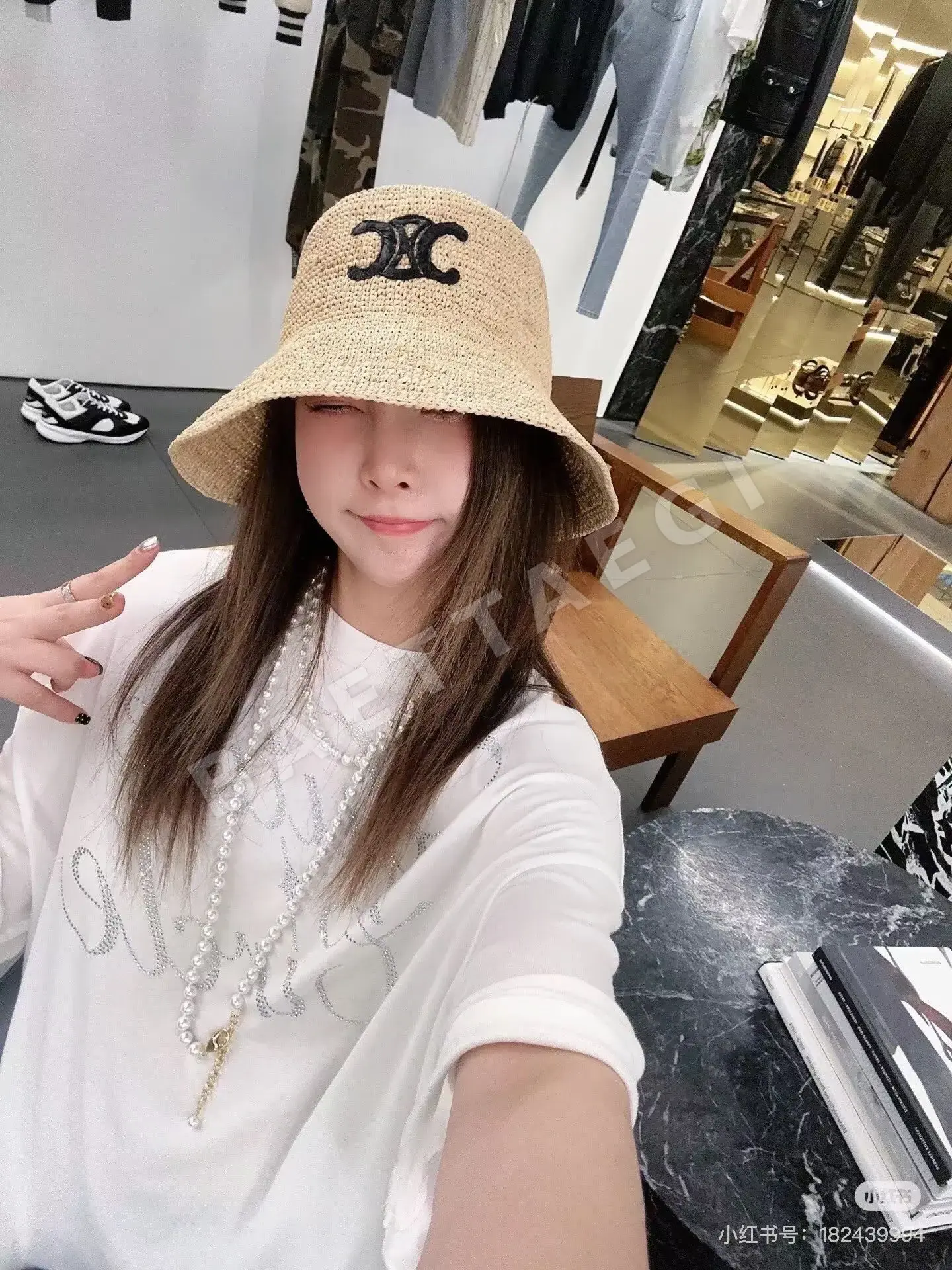 셀린느 개선문 자수 라피아 버킷 햇 상세 이미지 9