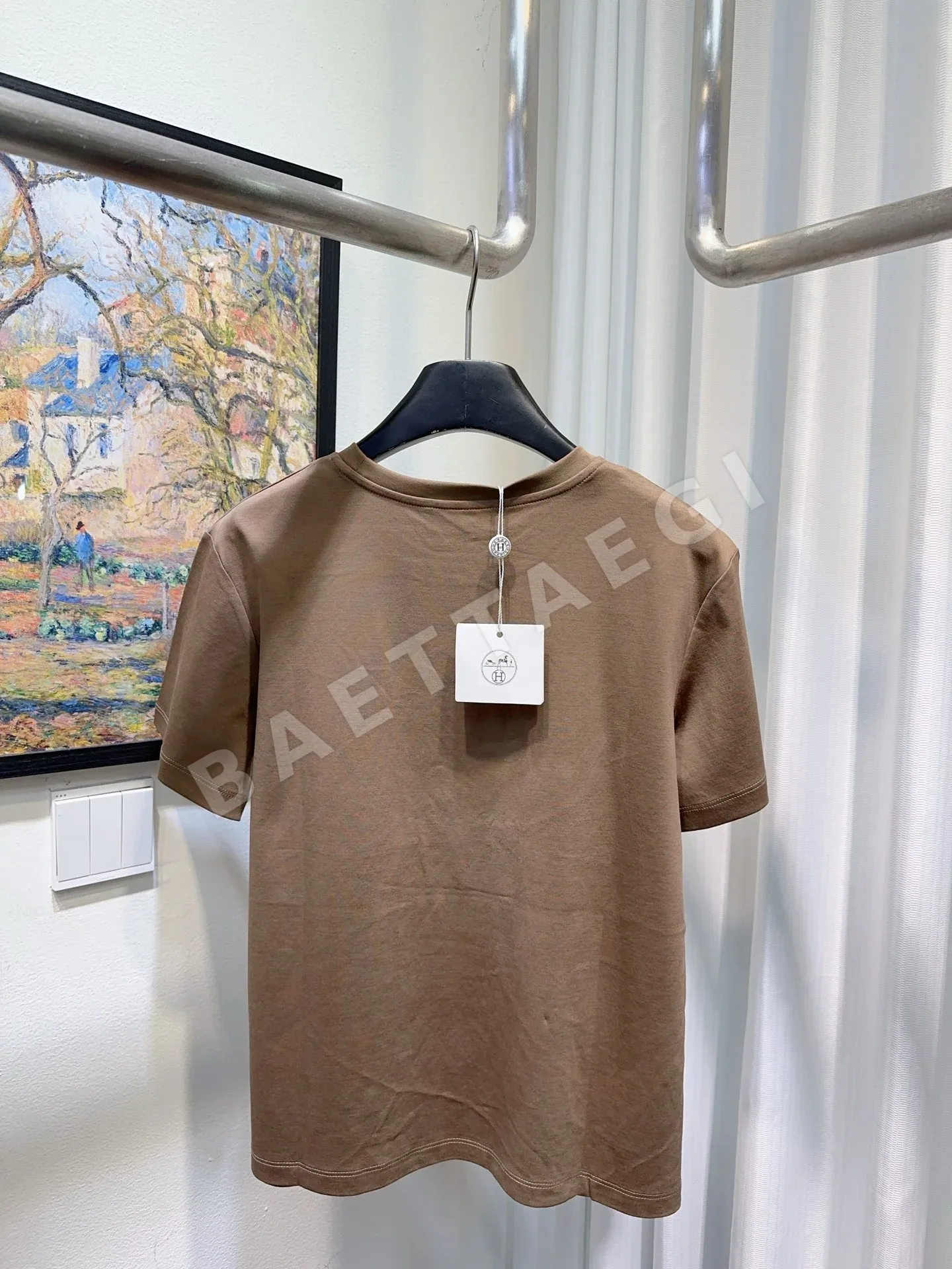 에르메스 크루넥 코튼 반팔 티셔츠 상세 이미지 3