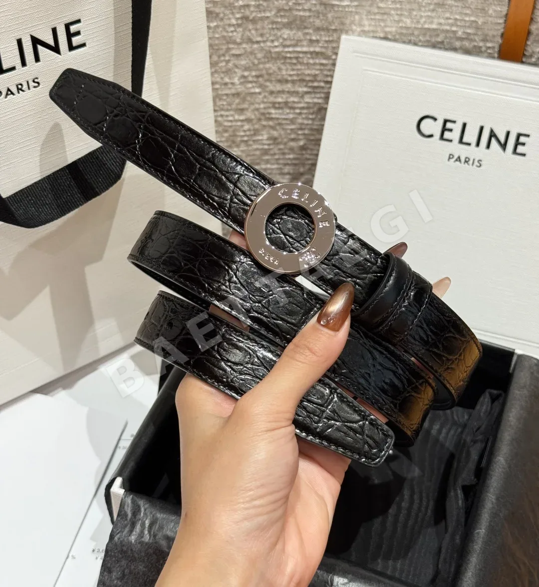 셀린느 DISC 실버 버클 25mm 양면 가죽 벨트 상세 이미지 2