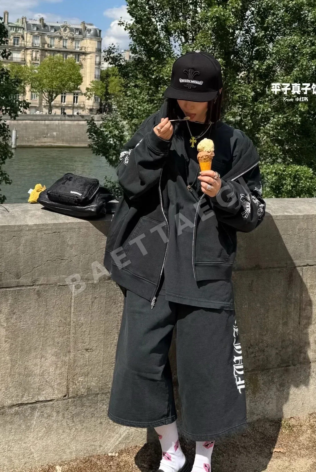 크롬하츠 워시드 블랙 카프리 반바지 상세 이미지 8