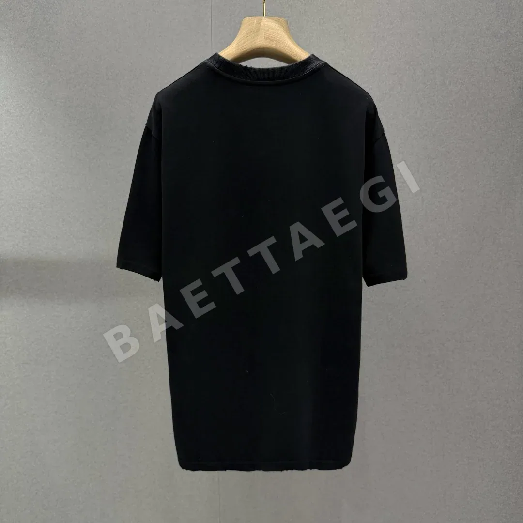 프라다 자수 로고 면 크루넥 남성 반팔 티셔츠 상세 이미지 2